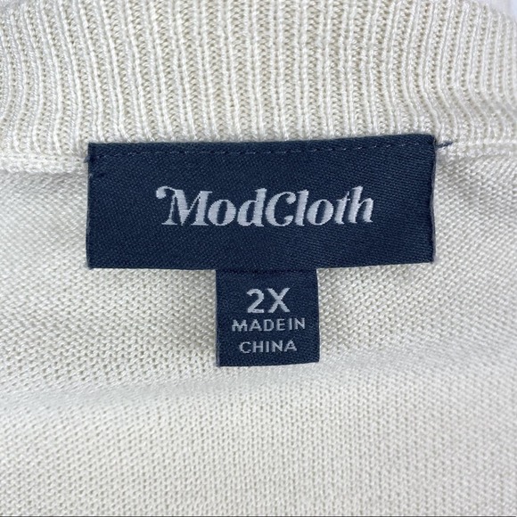MODCLOTH Women's Cream Printemps Charm School Pullover Sweater 2X Plus Size - Picture 6 of 8